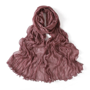 YZ327  Plain breathable glossy stretchy crinkled chiffon hijab