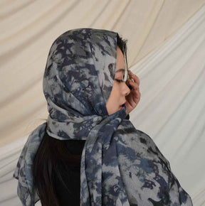 MD017  Modal Polyester Cotton Blend Floral Tie-Dye Single-Needle Hijab