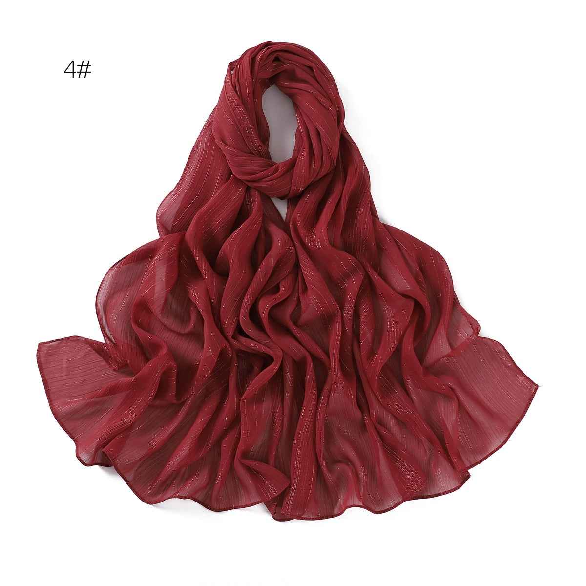 YZ175  Plain Lurex Chiffon Hijab with Fine Pleats
