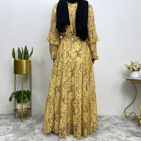 6564 chiffon printed muslim abaya dress