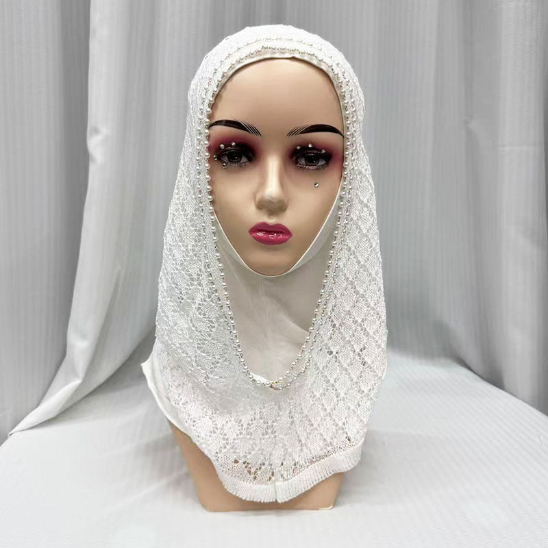 F053  Hollow-out Shiny Thread Beaded Headwrap Jersey Cap