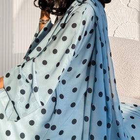 LR1119  Women's Vibrant Polka Dot Cardigan & Hijab 2-Piece Set