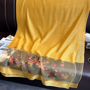 SZ109   Embroidered Begonia Flower Long Scarf