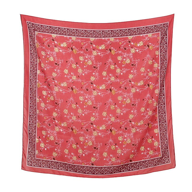 FJ856  110*110 floral print scarf