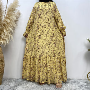 6434 printed floral chiffon abaya dress