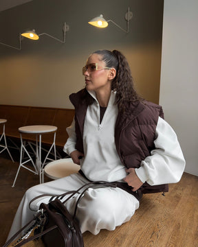C56300  Women's Oversized Half-Zip Sweatshirt & Drawstring Sweatpants Set