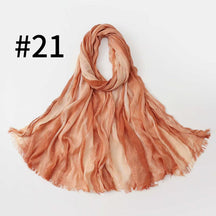 SS007 Gradient Tassel Crinkle Modal Hijab
