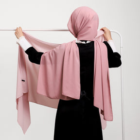 YZ316  Plain Silky Thick Chiffon Hijab with Built-in Magnetic Buckle and Matching Undercap