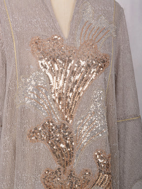 MT557  Stand Collar Sequin Beaded Embroidered Luxury Dress