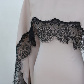 LR1323  Viscose Lace Panel Dress with Shawl