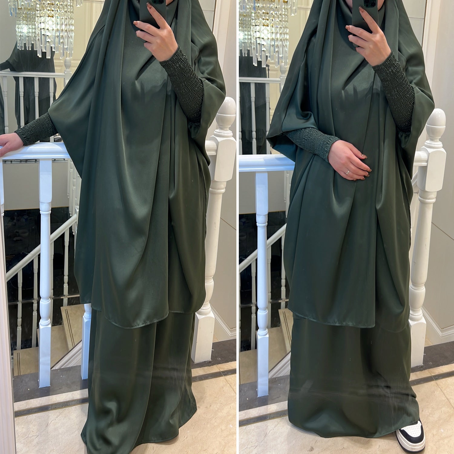 LR618  Plain Flared Abaya Dress Set - Casual Everyday Wear