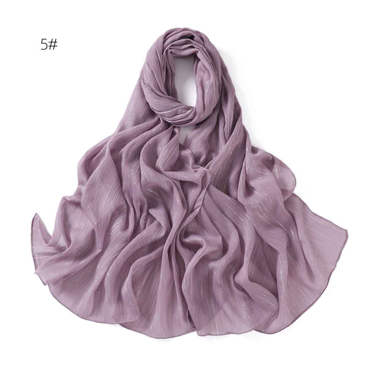 YZ175  Plain Lurex Chiffon Hijab with Fine Pleats