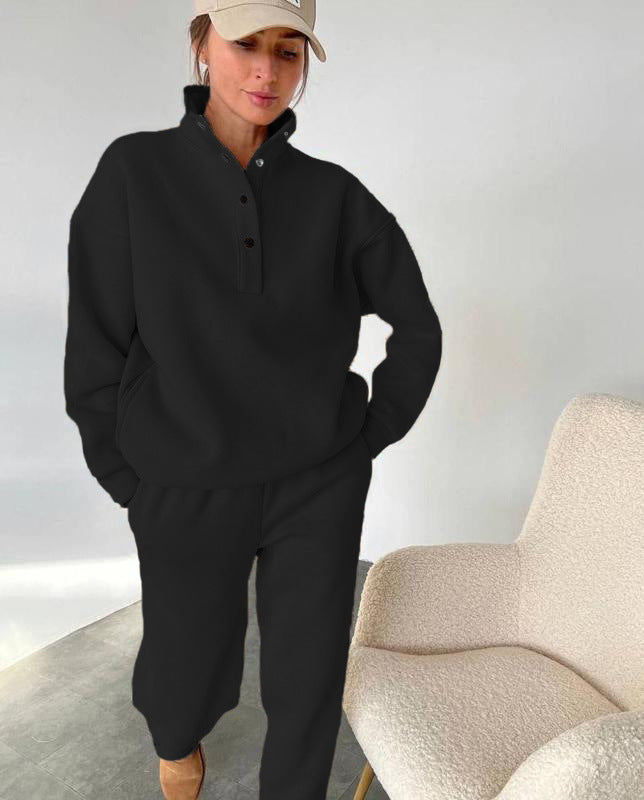 M6825  Spring Autumn Fashion Button Stand Collar Abaya 2-Piece Set