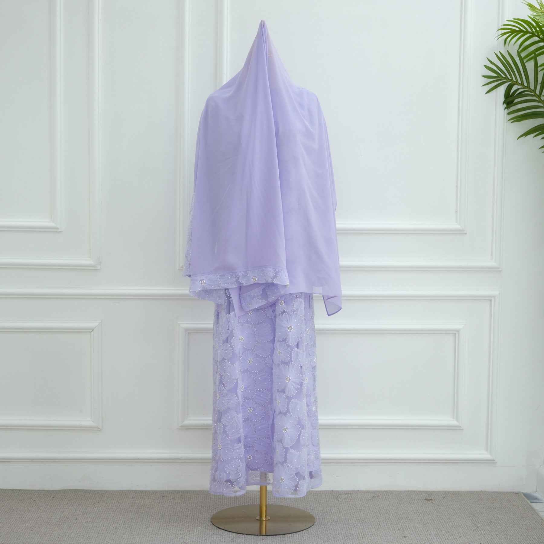 LR1069  3D Floral Beaded Cardigan Abaya