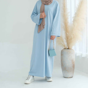 LR737  Plain Hooded Sweatshirt Abaya Dress