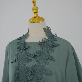 LR1184  Lace Splicing Cardigan and Inner Dress