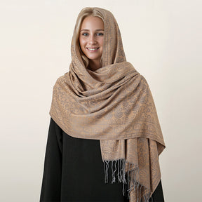 MY14 Winter cashmere-like warm tassel jacquard scarf