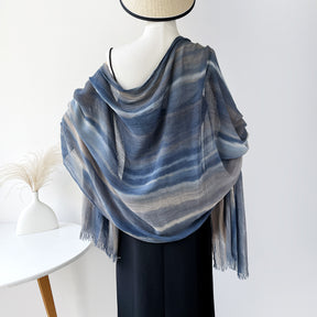 SS007  Gradient Rainbow Collection Short Tassel Crinkled Hijab