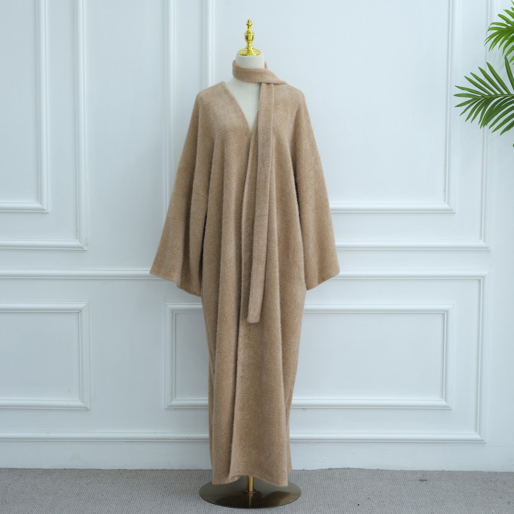 LR1125  Thick Winter Abaya Cardigan with Belt