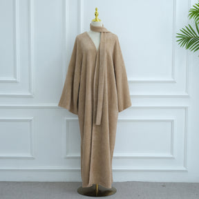 LR1125  Thick Winter Abaya Cardigan with Belt