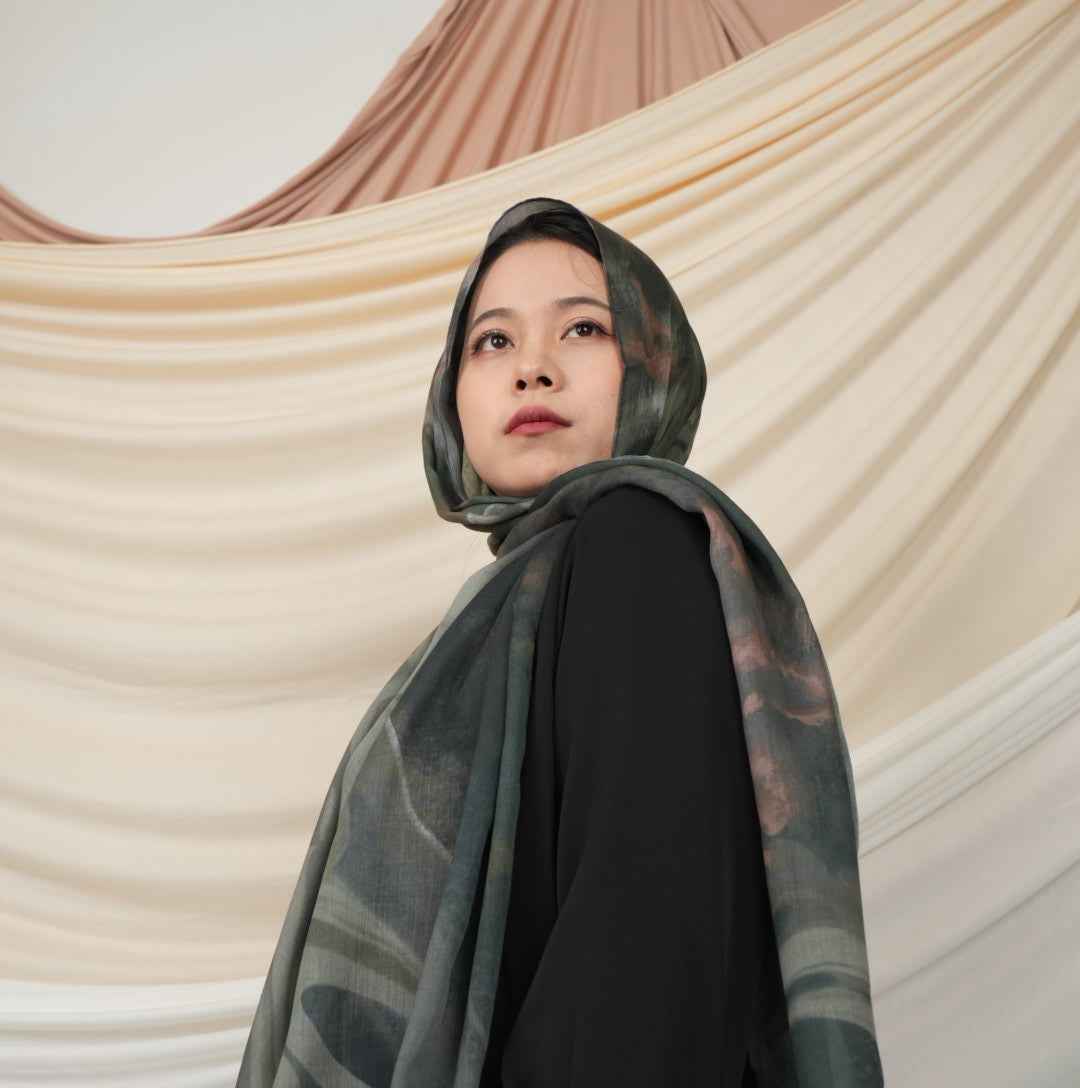 MD019  Modal polyester-cotton tie-dyed Muslim hijab