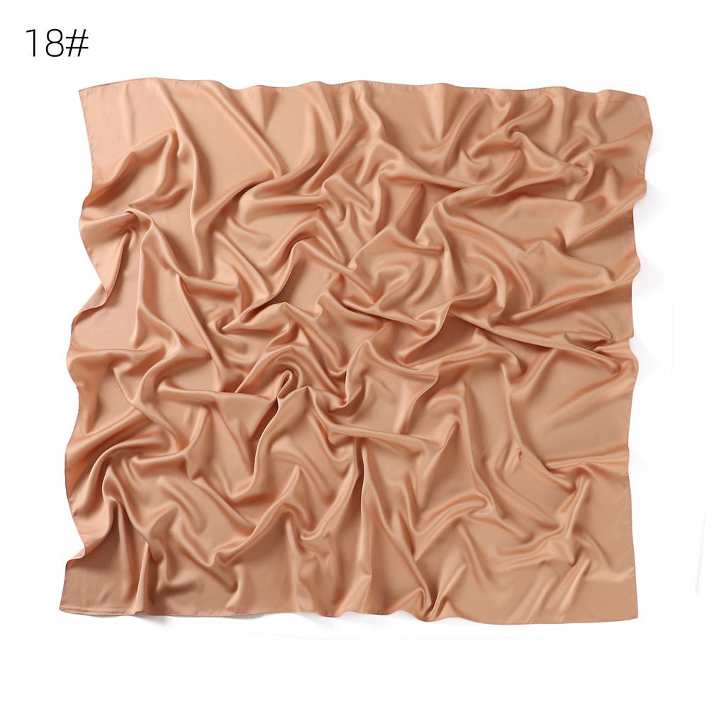 YZ190   90cm matte color ding imitation silk satin solid color square scarf shawl scarf dual purpose scarf scarf woman