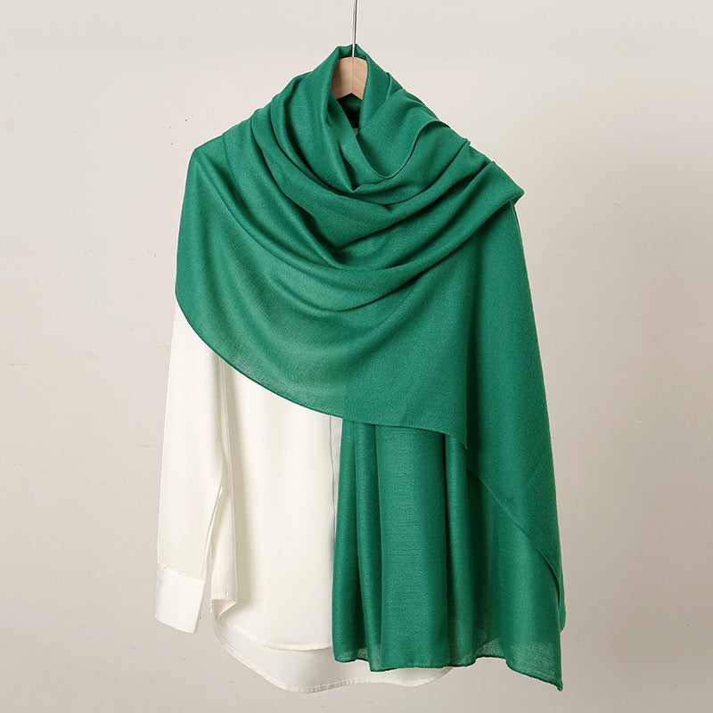 VS814 New retro solid color cotton and linen scarf for women