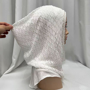 F053  Hollow-out Shiny Thread Beaded Headwrap Jersey Cap
