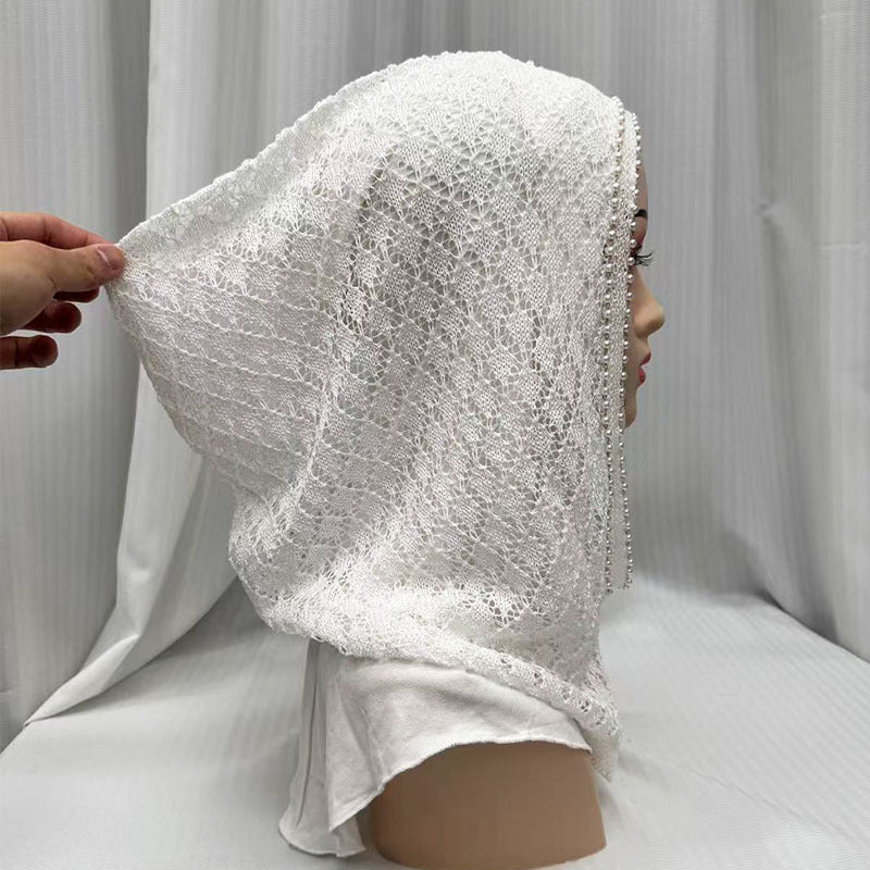 F053  Hollow-out Shiny Thread Beaded Headwrap Jersey Cap