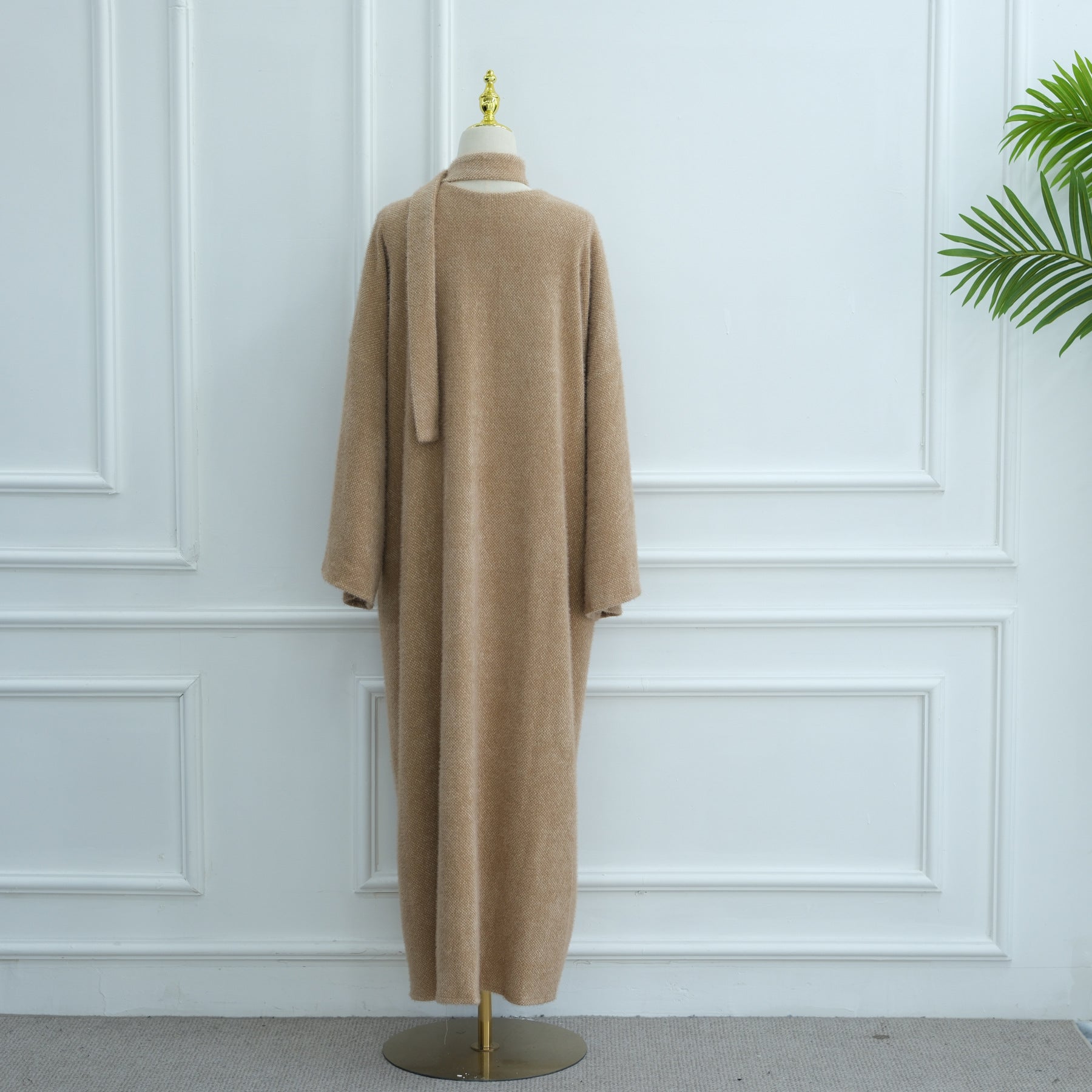LR1125  Thick Winter Abaya Cardigan with Belt
