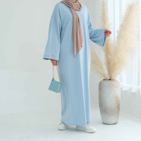 LR737  Plain Hooded Sweatshirt Abaya Dress