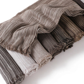 YZ319  Plain Vertical Stripe Modal Crinkle Fringe Hijab