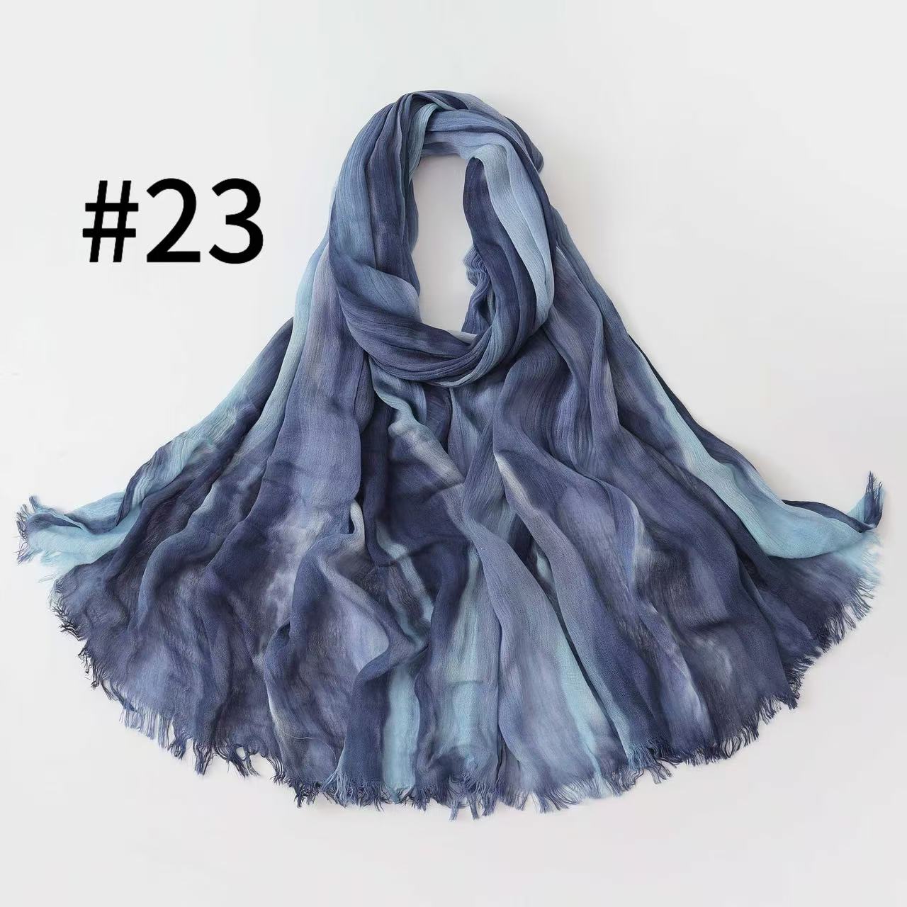 SS007  Gradient Rainbow Collection Short Tassel Crinkled Hijab