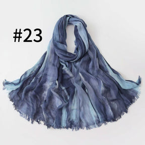 SS007  Gradient Rainbow Collection Short Tassel Crinkled Hijab
