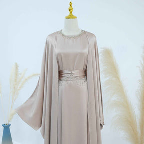 LR806  Elegant Abaya Two-Piece Set + Crystal Chain
