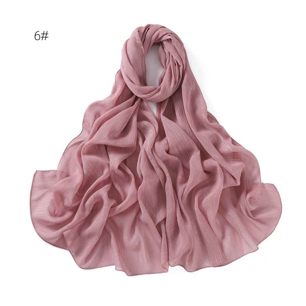 YZ175  Plain Lurex Chiffon Hijab with Fine Pleats