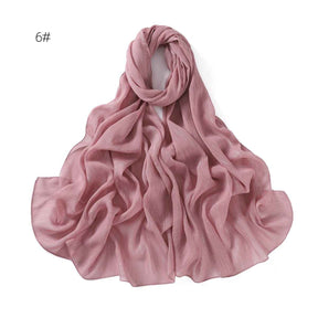 YZ175  Plain Lurex Chiffon Hijab with Fine Pleats