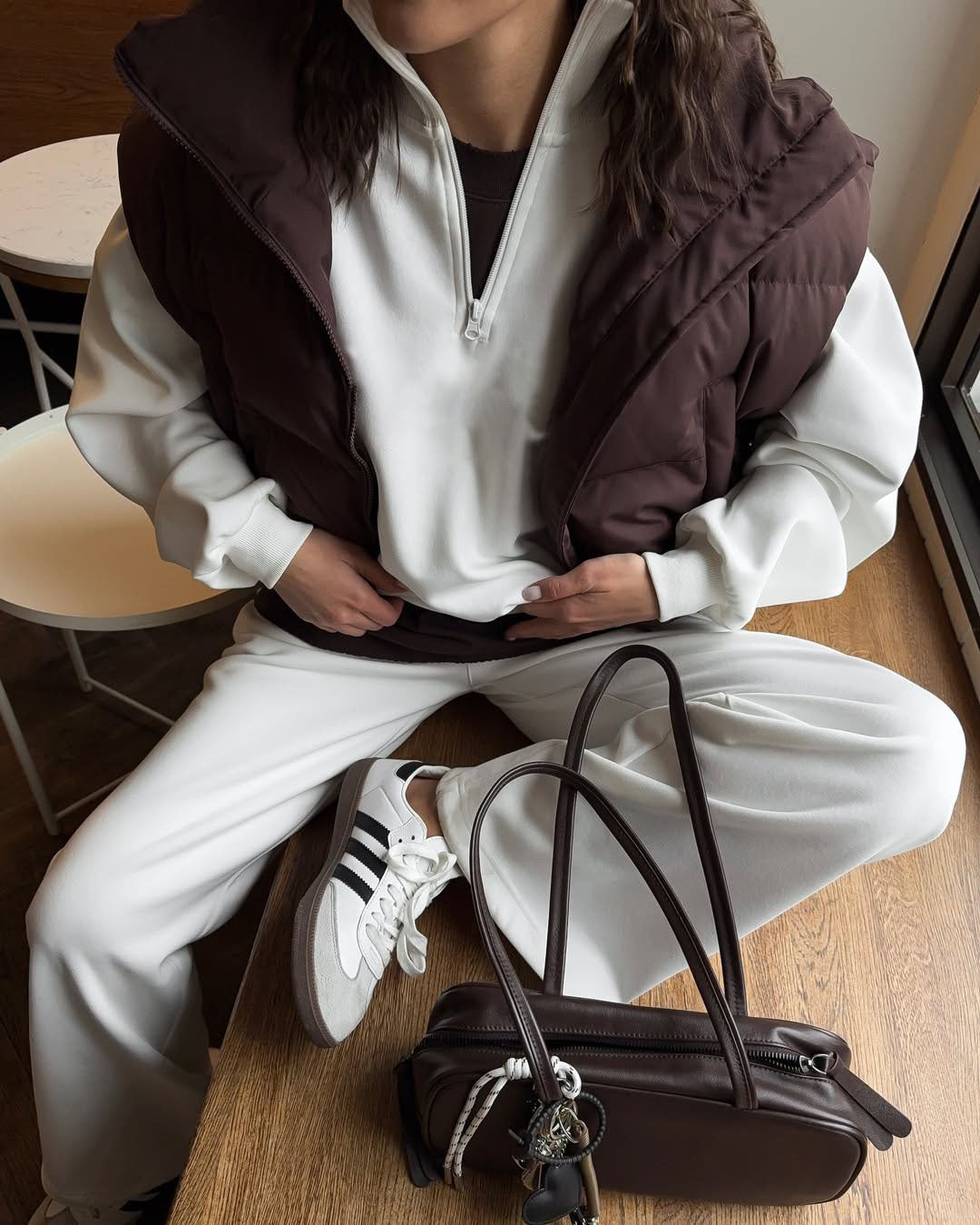 C56300  Women's Oversized Half-Zip Sweatshirt & Drawstring Sweatpants Set