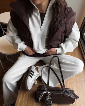 C56300  Women's Oversized Half-Zip Sweatshirt & Drawstring Sweatpants Set