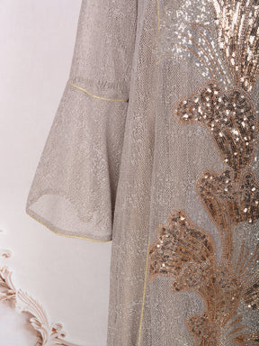MT557  Stand Collar Sequin Beaded Embroidered Luxury Dress