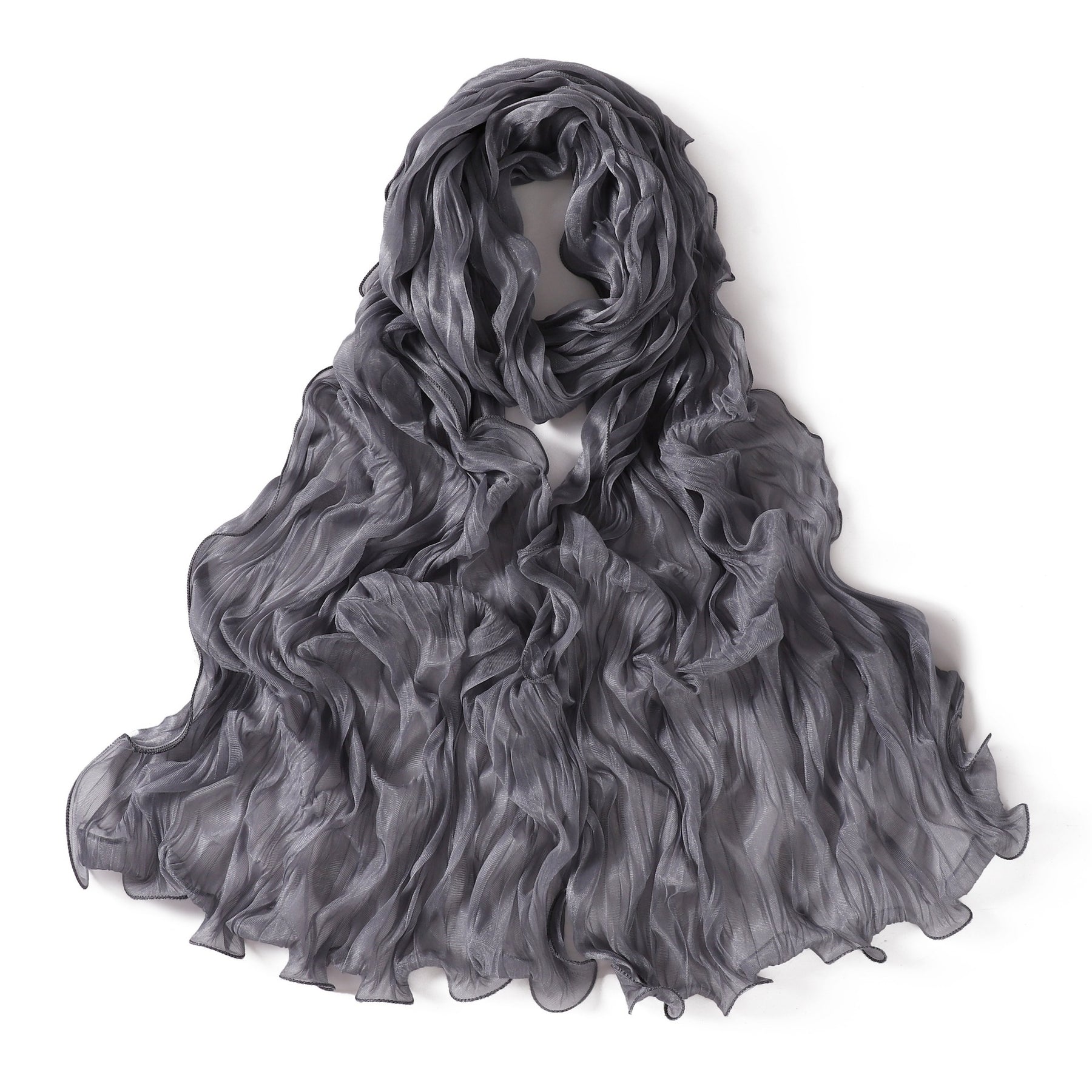 YZ327  Plain breathable glossy stretchy crinkled chiffon hijab