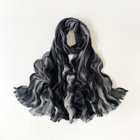 SS007  Gradient Rainbow Collection Short Tassel Crinkled Hijab