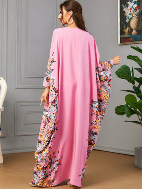 3422  Batwing sleeve printed dress
