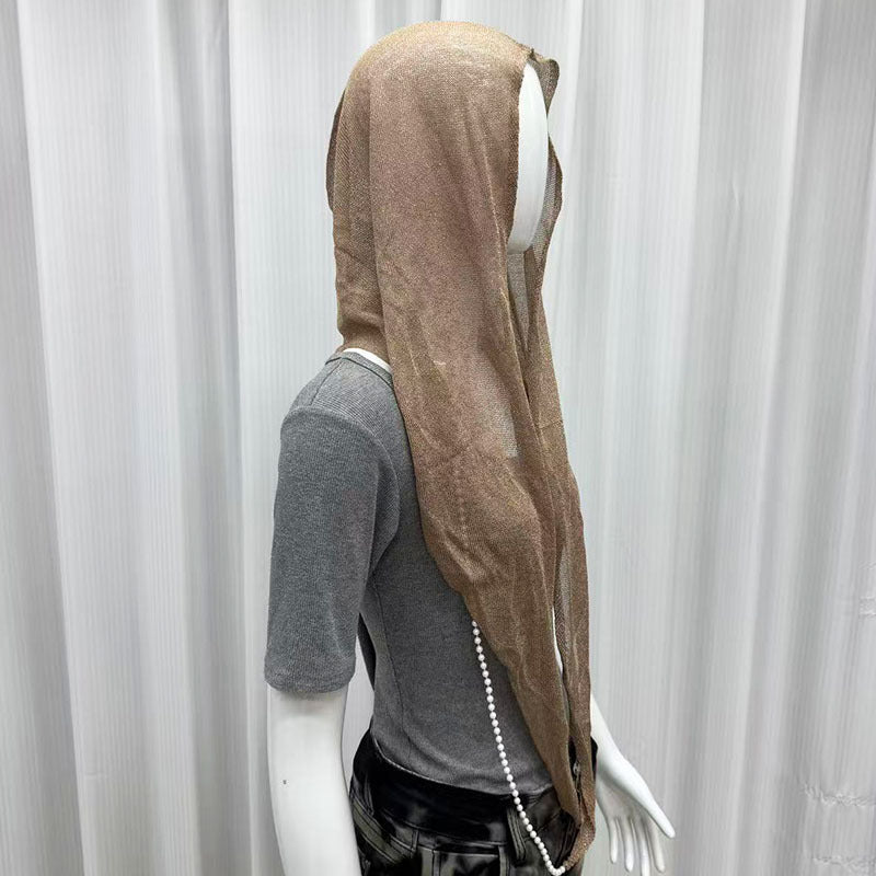 DLDSJ  Lightweight Draping Hijab with Pearl Chain