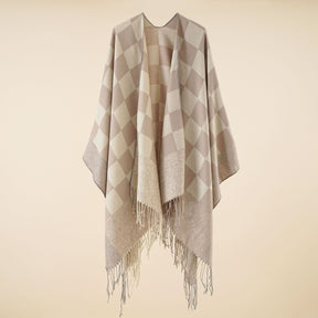 Plaid blanket warm fringed cardigan shawl for autumn and winter