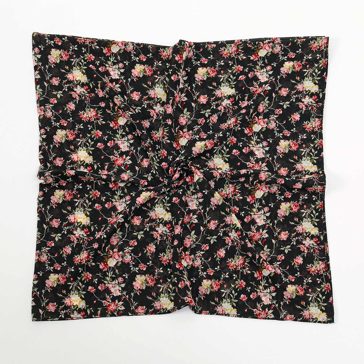 YW361  145*145cm small floral printed chiffon square scarf