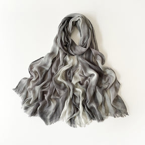 SS007  Gradient Rainbow Collection Short Tassel Crinkled Hijab