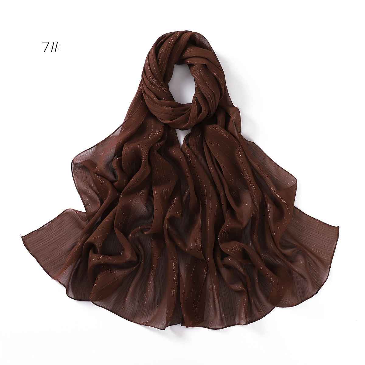 YZ175  Plain Lurex Chiffon Hijab with Fine Pleats