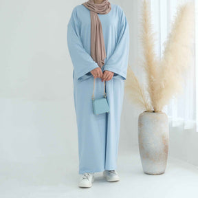 LR737  Plain Hooded Sweatshirt Abaya Dress
