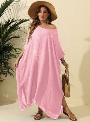 F799   Solid color loose beach slit maxi skirt